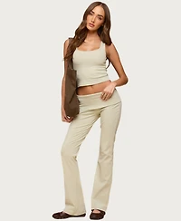 Edikted Women's Ivanne Foldover Flared Pants