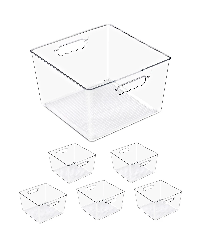 Sorbus 6 Pack Large Square Stackable Storage Bins with Handles - for Storage, Closet, Shelf and Home Organization