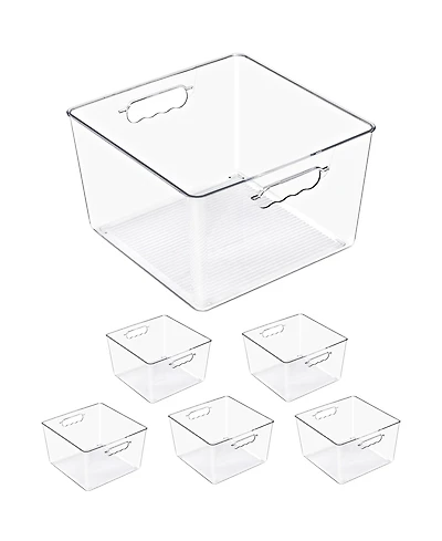 Sorbus 6 Pack Large Square Stackable Storage Bins with Handles - for Storage, Closet, Shelf and Home Organization