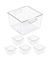 Sorbus 6 Pack Large Square Stackable Storage Bins with Handles - for Storage, Closet, Shelf and Home Organization