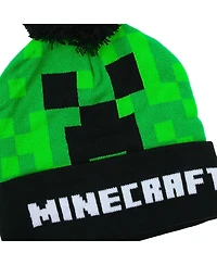 Minecraft Creeper Tnt Youth Winter Two Way Hat And Knit Gloves Cold Weather Set