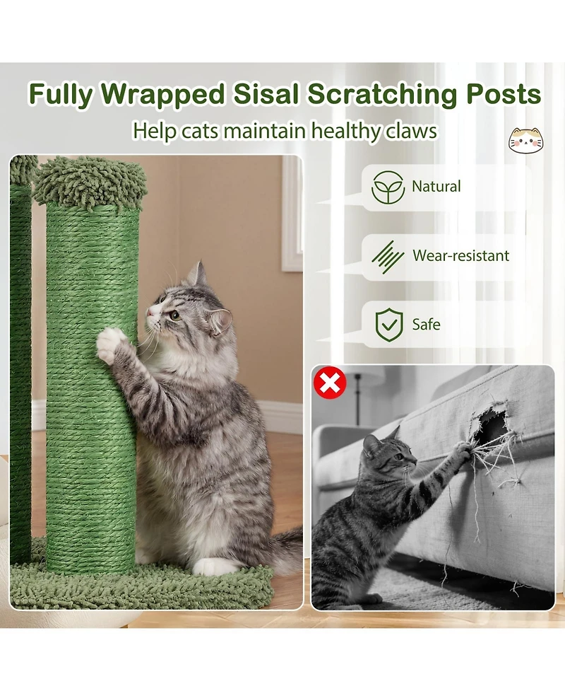 Cozito 22 inch Cactus Cat Scratching Post with Sisal Rope