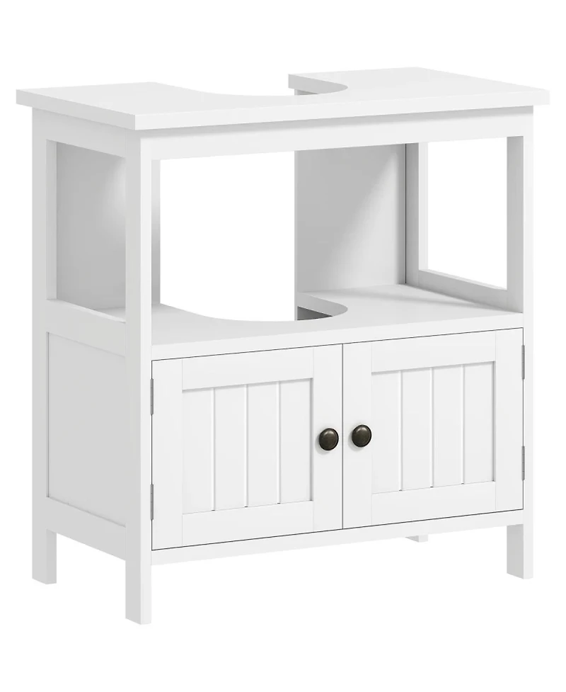 Sillysis 23.5 Inch Farmhouse Under Sink Bathroom Storage Cabinet with Door and Open Shelf, Space Saving Engineered Wood Organizer