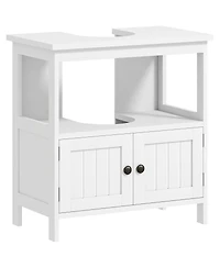 Sillysis 23.5 Inch Farmhouse Under Sink Bathroom Storage Cabinet with Door and Open Shelf, Space Saving Engineered Wood Organizer