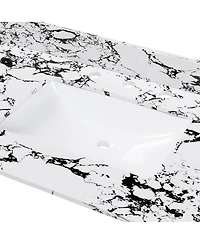 Sillysis 31/37/43/49 Inch Artificial Marble Bathroom Vanity Top with Rectangular Undermount Sink, Overflow, 4 Inch Backsplash, 3 Faucet Holes