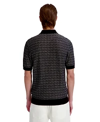 Karl Lagerfeld Paris Men's Geometric 3-Button Placket Polo Shirt