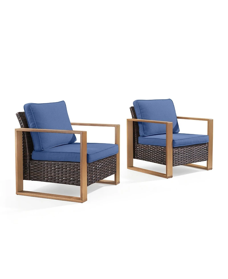 Pocassy Wicker Patio Chairs Set of 2,Oversize Outdoor with High Backrest Metal Armrest, All Weather Pe Rattan Seating