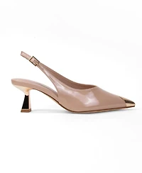Berness Women's Patent Heels and Toe Cap Slingback Pumps