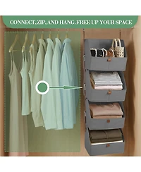 gaomon Hanging Closet Organizer 4 Tier, Non-Woven Fabric Storage Shelves with Collapsible Baskets, Space-Saving Hanging Organizer for Bedroom, Dorm