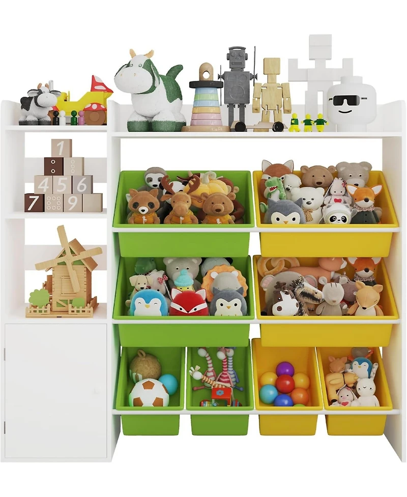 gaomon 43.5" Kids Toy Storage Organizer with 8 Removable Toy Bins and 3 Storage Cubbies, Toy Organizers and Storage, Kids Bookshelf and Toy Storage