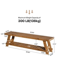 Slickblue 2-Tier Solid Wood Shoe Bench for Hallway or Foyer