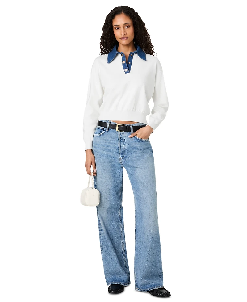 French Connection Women's Denim Knit Collared Sweater