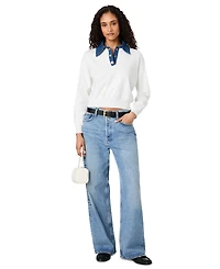 French Connection Women's Denim Knit Collared Sweater