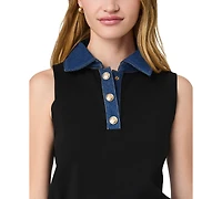 French Connection Women's Maxine Knit Denim Collar Sleeveless Sweater