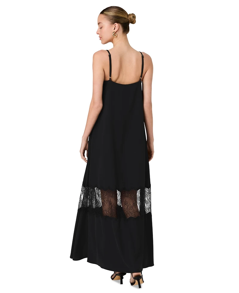 French Connection Women's Quinn Crepe Lace Sleeveless Maxi Dress