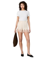 French Connection Women's Ennis Satin Lace Pull-On Shorts