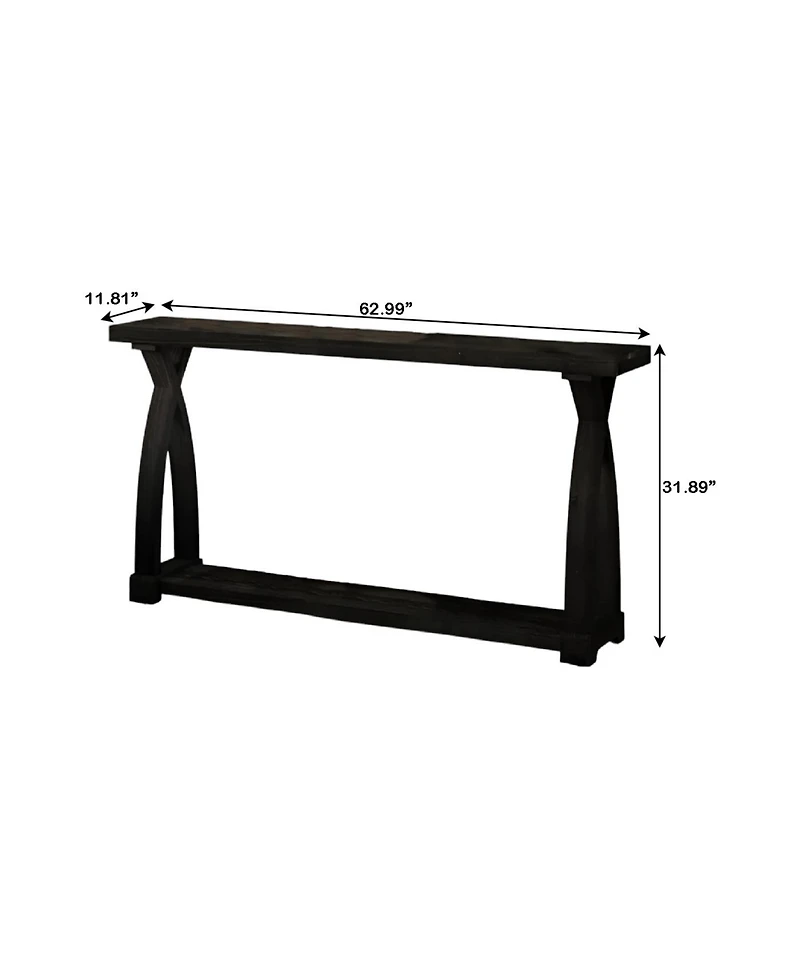 Slickblue Narrow Solid Wood Sofa Console Table with 2-Tier Storage for Entryway