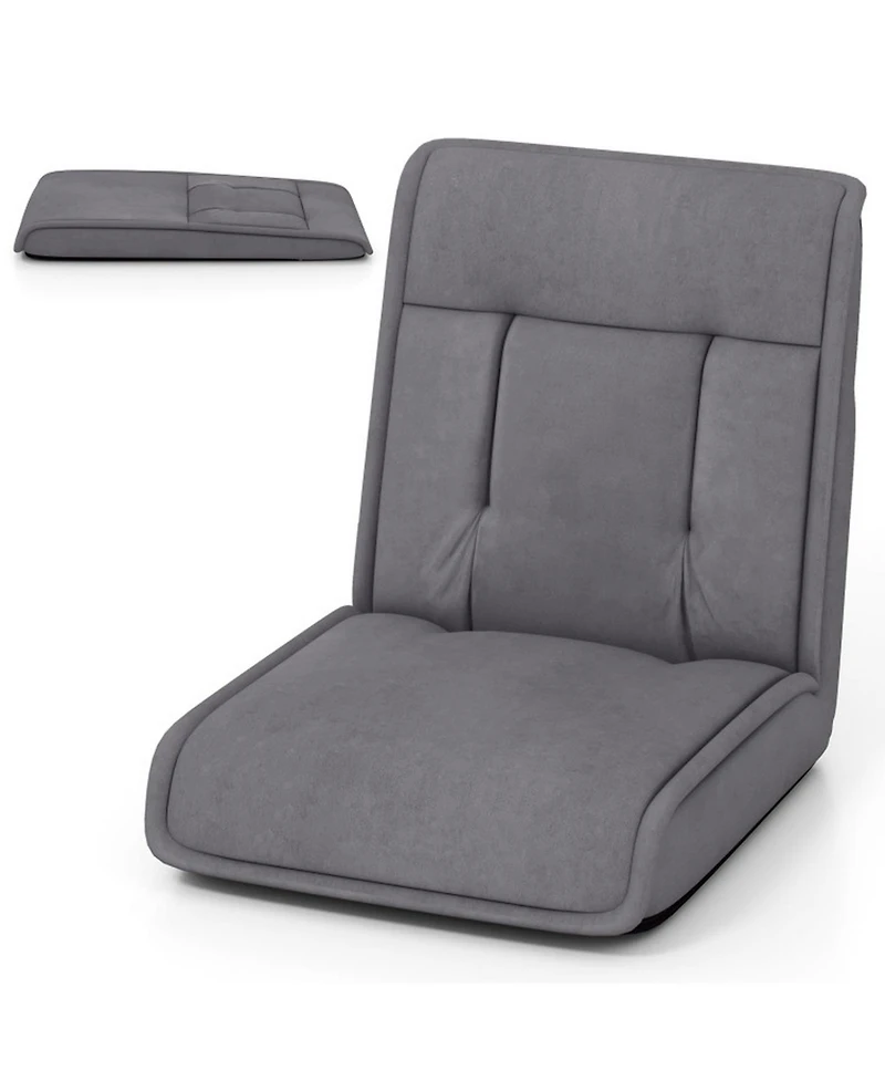 Gouun Folding Floor Chair Convertible Lazy Lounger with Suede Surface