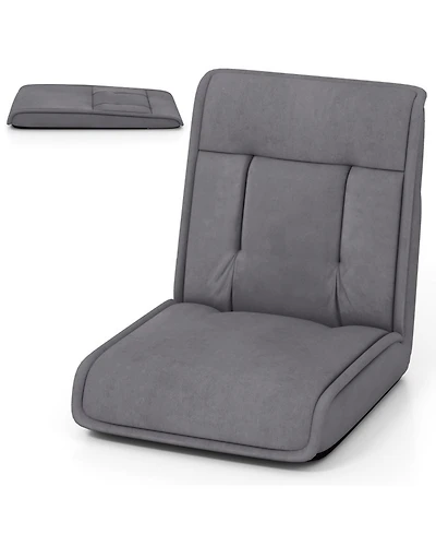 Gouun Folding Floor Chair Convertible Lazy Lounger with Suede Surface