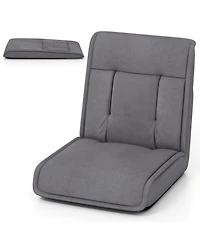 Gouun Folding Floor Chair Convertible Lazy Lounger with Suede Surface