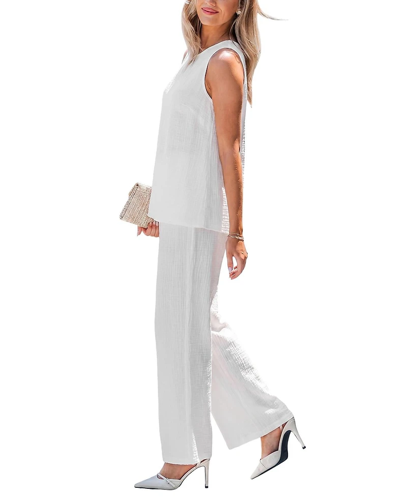 Cupshe Women's Crew Neck Long Pants Set