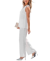 Cupshe Women's Crew Neck Long Pants Set