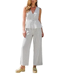 Cupshe Women's Striped Sleeveless Peplum Top and Wide-Leg Pants Matching Set