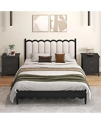 Gymax 2PCS Modern Nightstand w/ Storage 2 Drawers and Support Legs for Bedroom