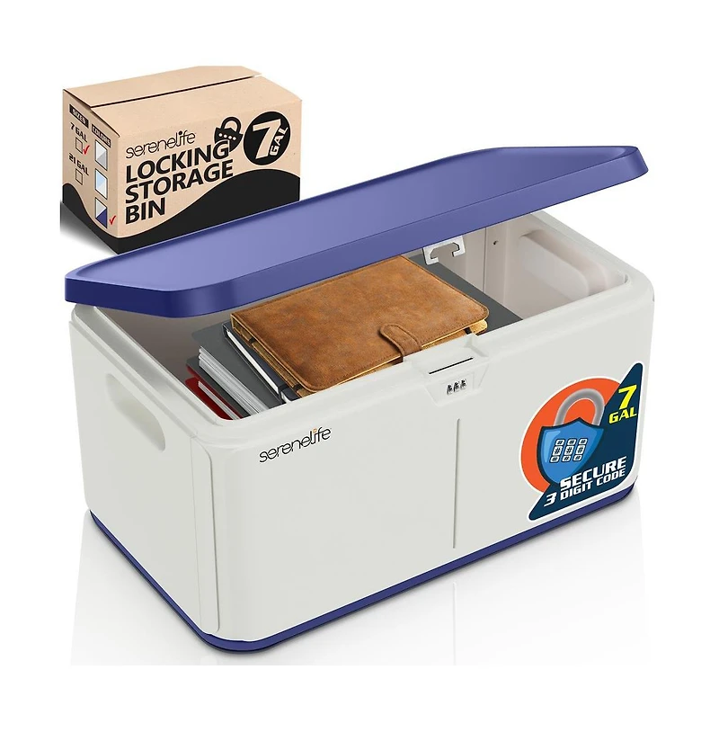SereneLife Heavy-Duty Storage Bin with Built-in Combination Lock