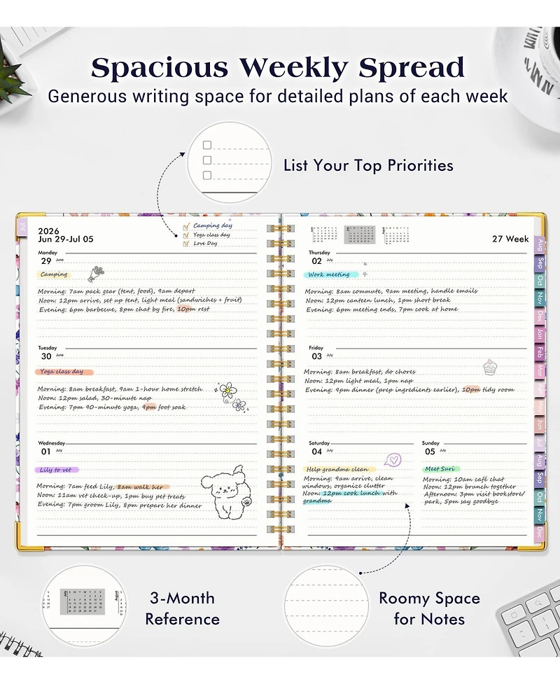 Gnuadz Planner 2026-2027 Weekly Monthly Hardcover Spiral Agenda