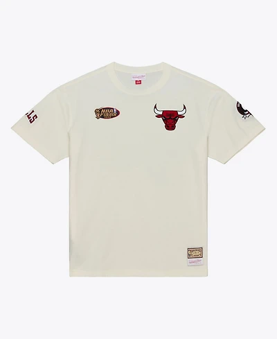 Mitchell & Ness Men's Cream Chicago Bulls Hardwood Classics Chainstitch Premium T-Shirt