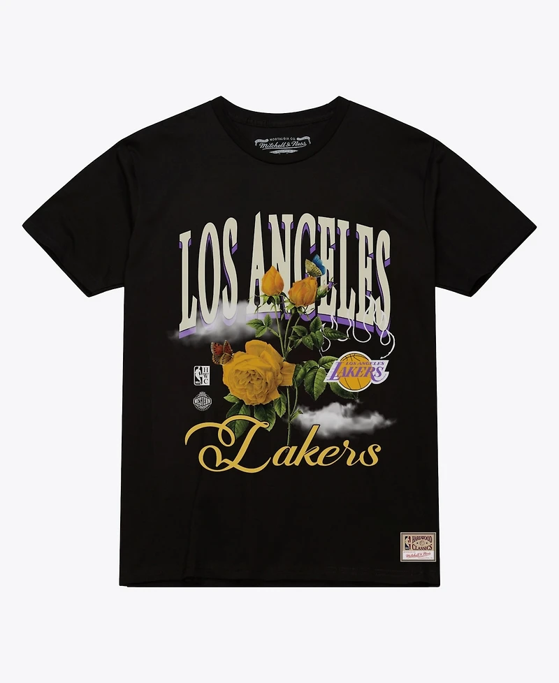 Mitchell & Ness Men's and Women's Black Los Angeles Lakers Floral Graphic T-Shirt