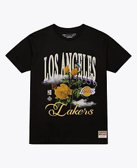 Mitchell & Ness Men's and Women's Black Los Angeles Lakers Floral Graphic T-Shirt