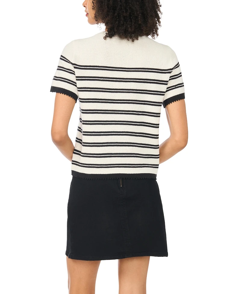 Vince Camuto Women's Cotton Striped Crewneck Sweater