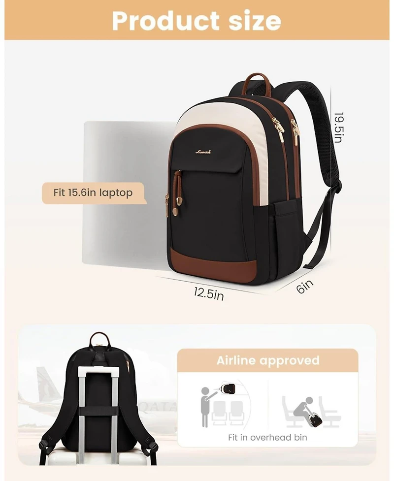 Lovevook Laptop Backpack for Women, 15.6 inch Waterproof College Backpack Woman with Laptop Compartment Computer Bag Travel Backpack Purse