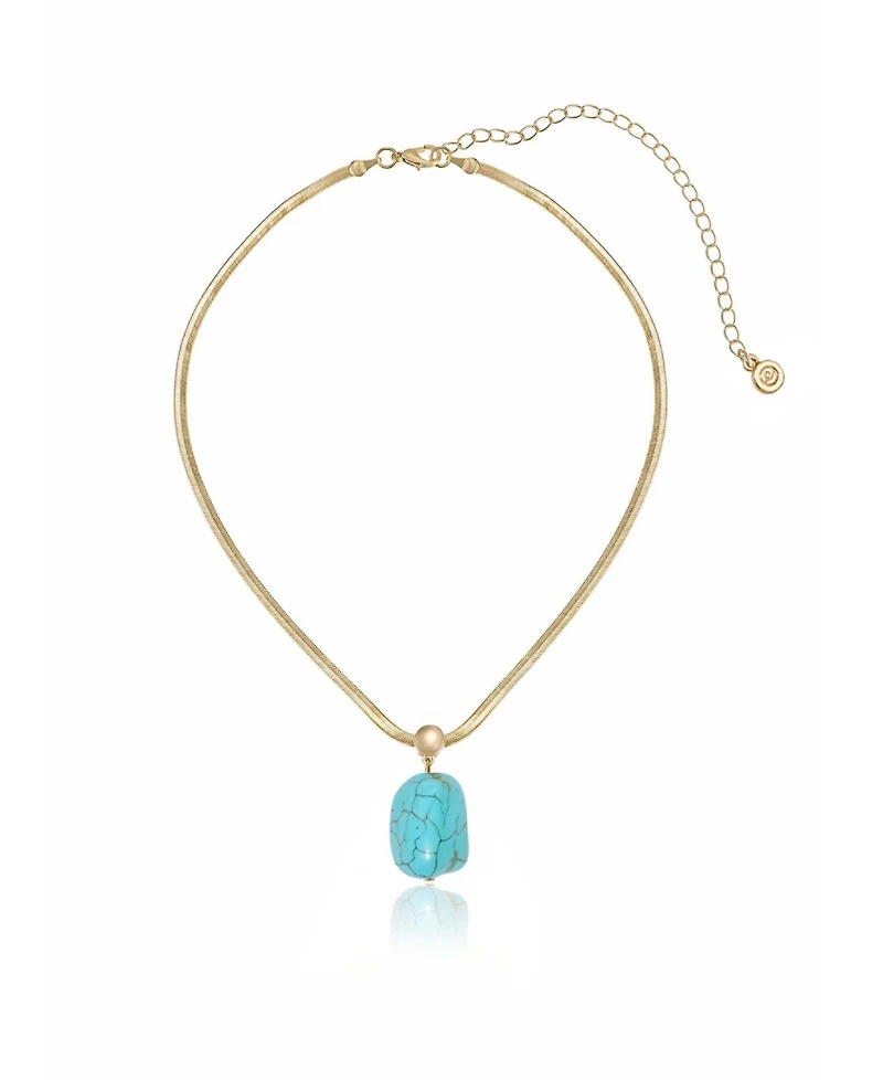 Ettika Gold-Plated Turquoise Pendant Snake Chain Necklace