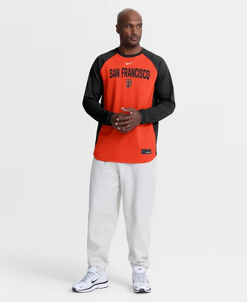 Nike Men's Orange San Francisco Giants Authentic Collection Raglan Dri-fit Sweatshirt