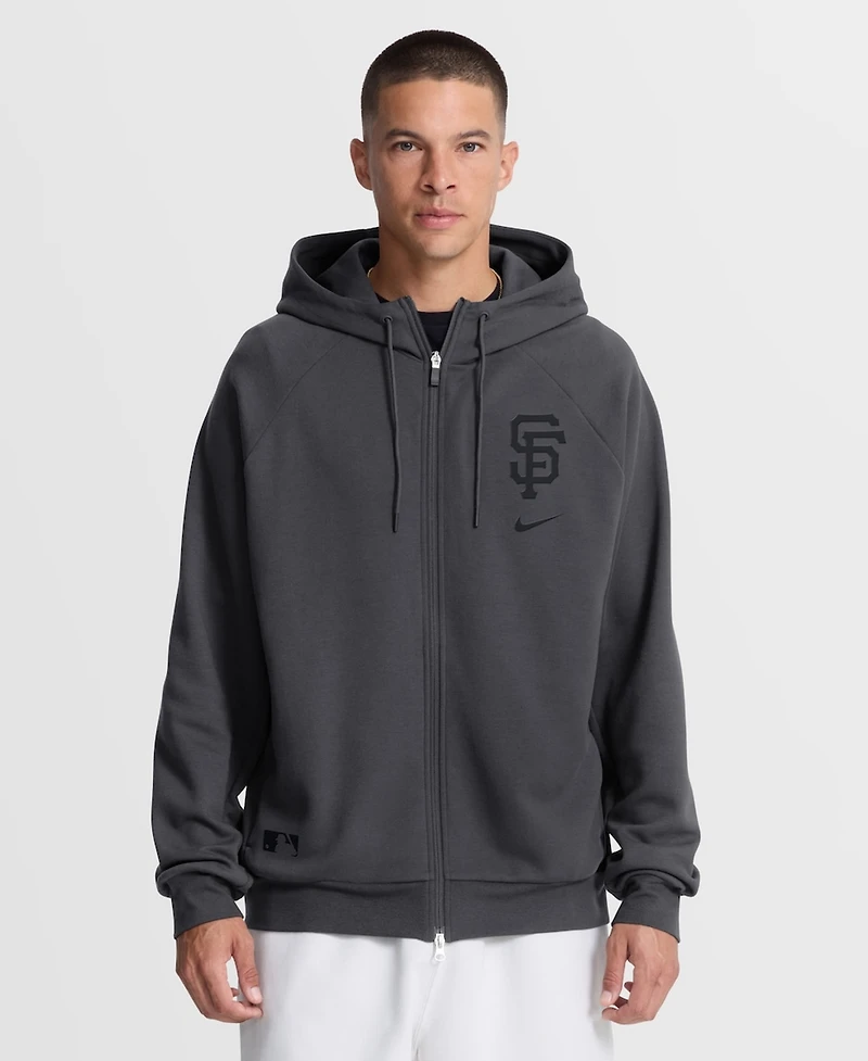 Nike Men's Anthracite San Francisco Giants Authentic Collection Player Raglan Dri-fit Full-Zip Hoodie