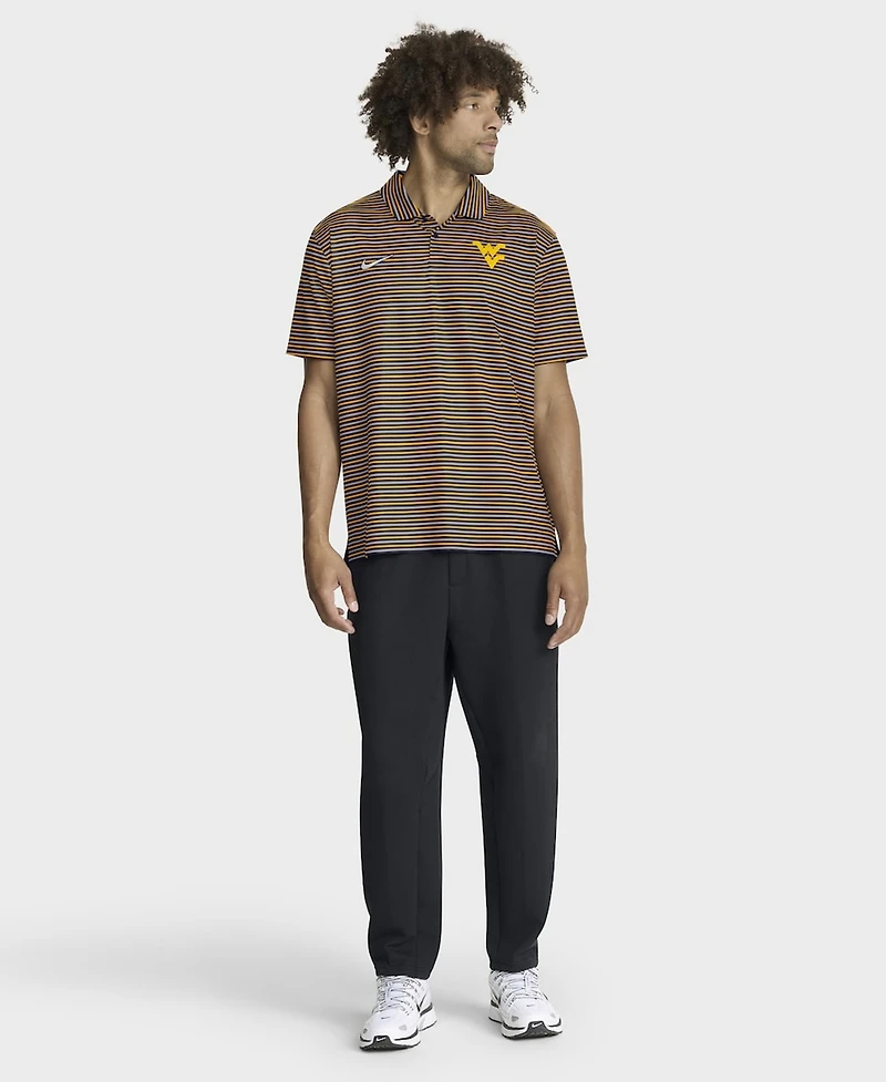 Nike Men's Gold West Virginia Mountaineers 2025 Coaches Premium Tour Stripe Dri-fit Polo Shirt
