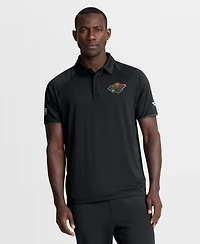 Fanatics Men's Black Minnesota Wild Authentic Pro Rink Raglan Polo Shirt