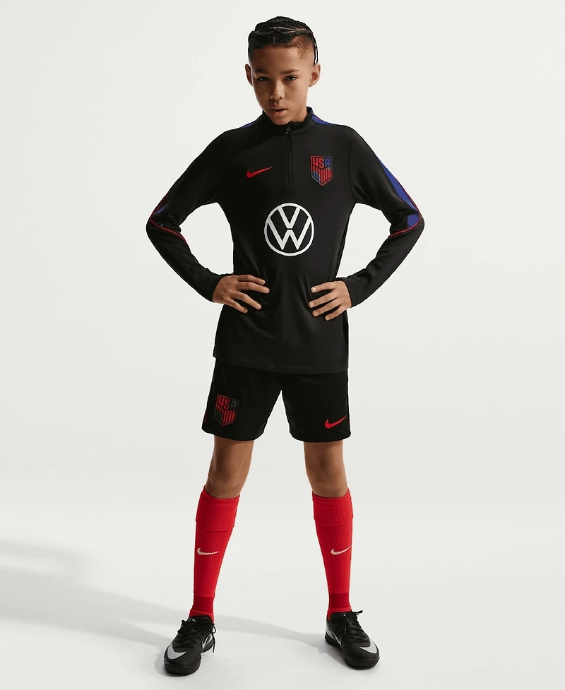 Nike Big Boys and Girls Black Usmnt 2026 Strike Dri-fit Long Sleeve Quarter-Zip Drill Top