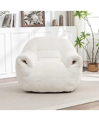 Rainsken Bean Bag Chair, Faux Fur Bean Bag Chair, with Filler Included, Soft Beanbag Chairs, Ergonomic, for Bedroom and Living Room