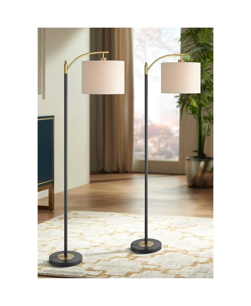 360 Lighting Rayna Mid Century Modern 61 1/2" Tall Standing Floor Lamps Set of 2 Lights Downbridge Task Foot Switch
