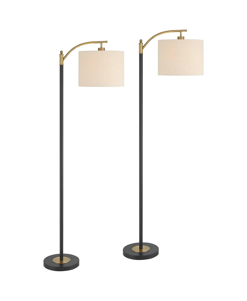 360 Lighting Rayna Mid Century Modern 61 1/2" Tall Standing Floor Lamps Set of 2 Lights Downbridge Task Foot Switch