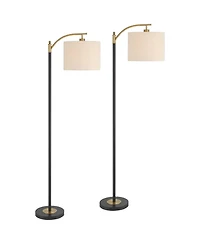 360 Lighting Rayna Mid Century Modern 61 1/2" Tall Standing Floor Lamps Set of 2 Lights Downbridge Task Foot Switch