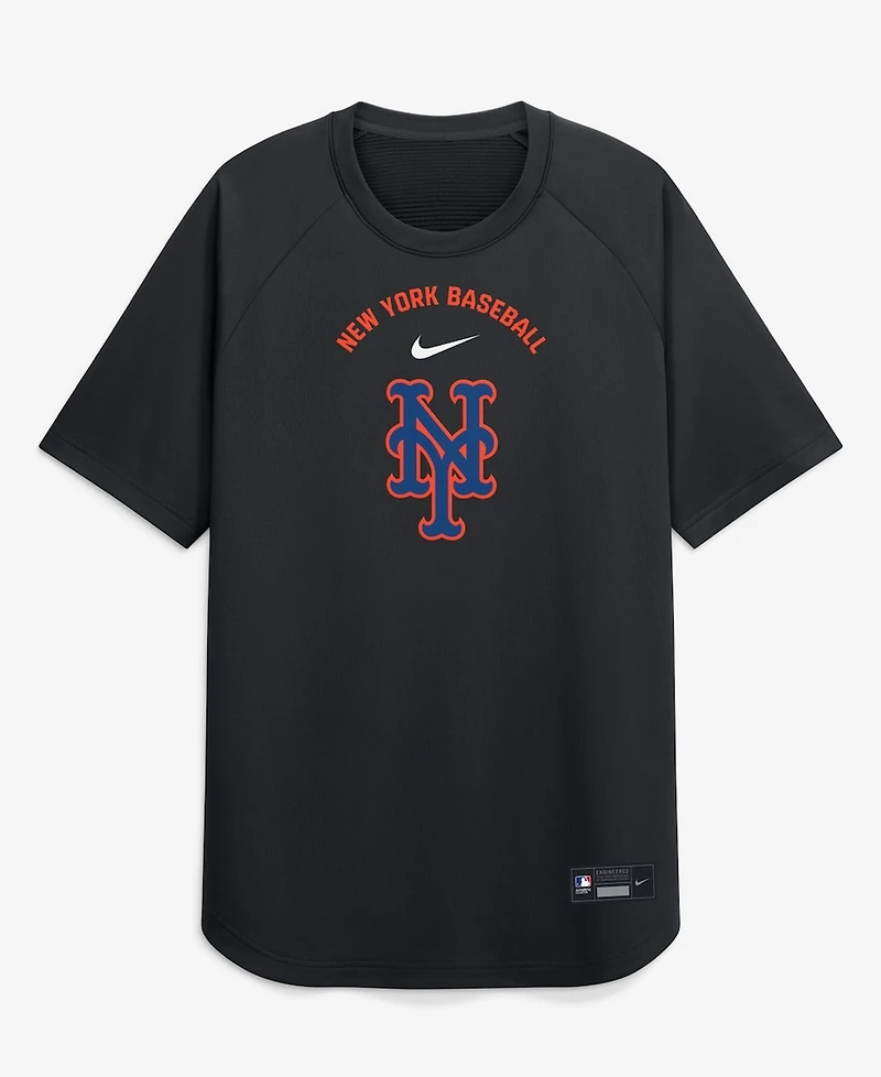 Nike Men's Black New York Mets Authentic Collection Batting Practice Pre-Game Raglan Dri-fit T-Shirt