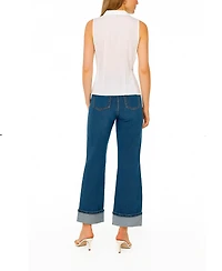 1.state Women's Collared Tie-Front Tank Top