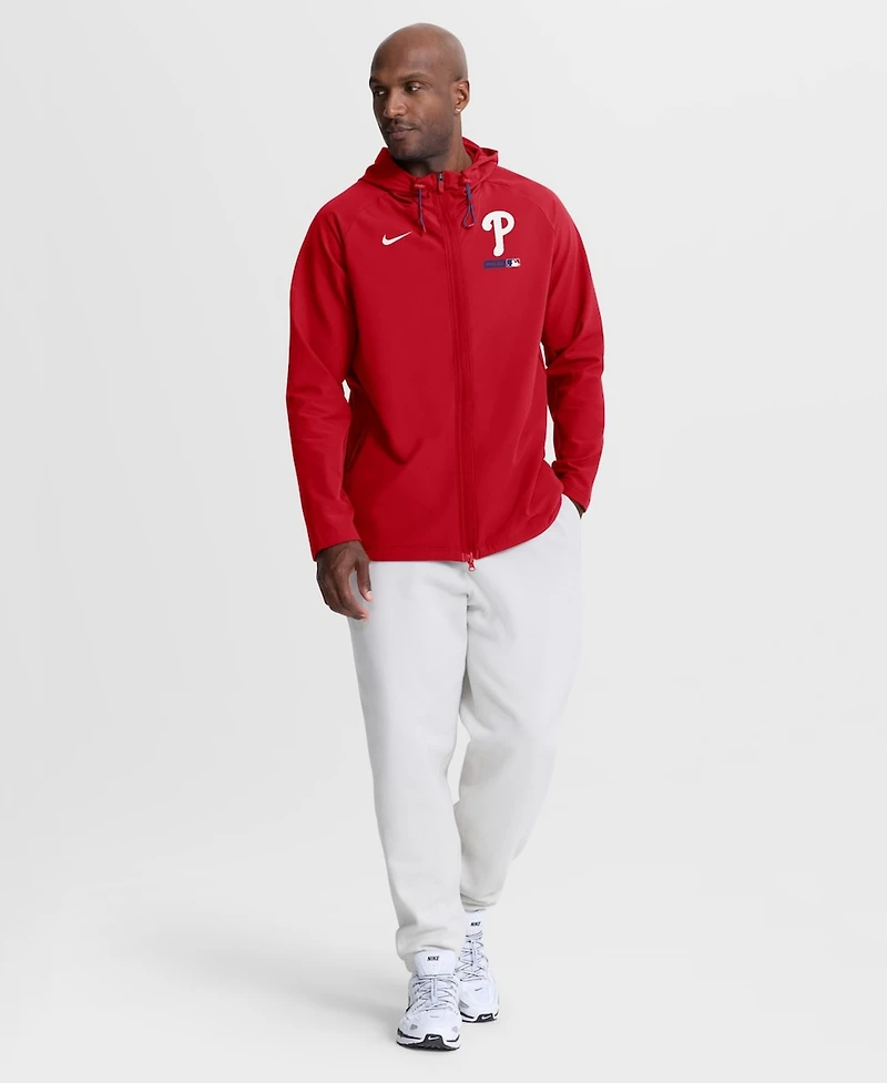 Nike Men's Red Philadelphia Phillies Authentic Collection Raglan Therma-fit Full-Zip Hooded Jacket
