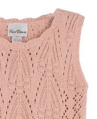Rare Editions Girls' 7-16 Floral Crochet Sweater Vest and Tiered Skort, 2-Piece Set