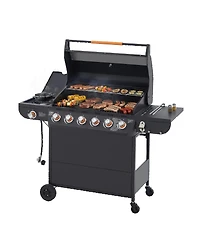 Asagikoiai 6 Burner Propane Gas Grill with Side Burner, 72000 Btu Stainless Steel Outdoor Bbq